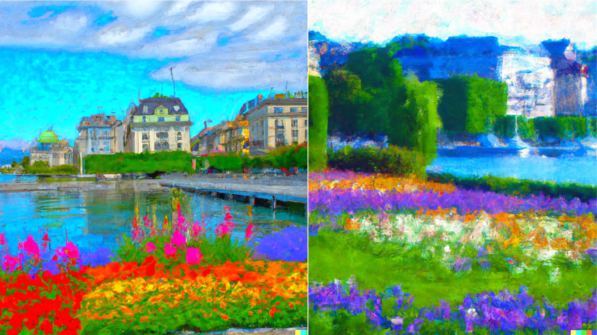 Genève dans le style de Monet par Dall-E