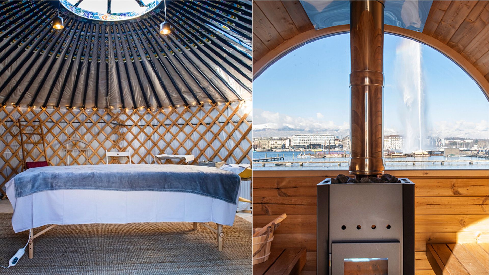 Photo de la salle de massage et sauna sur la base de loisirs la Banquise, quai Gustave Ador